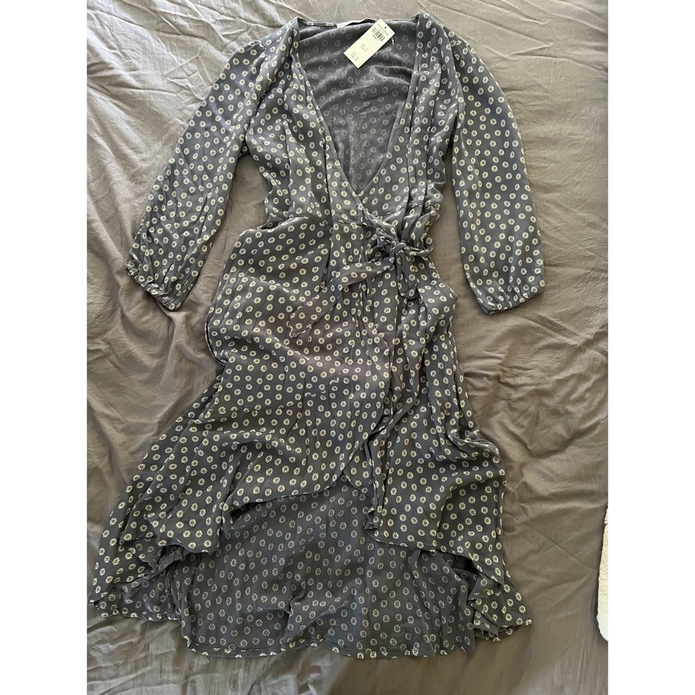 Abercrombie Blue midi floral wrap dress